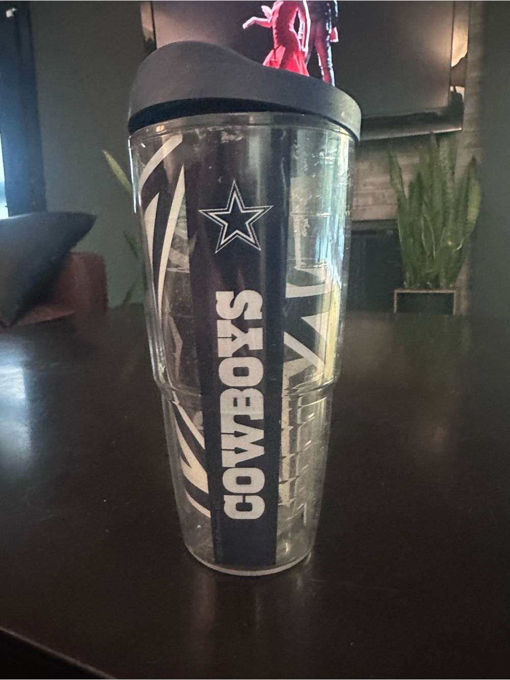 NFL Dallas cowboy Clear Travel Tumbler with navy  Lid